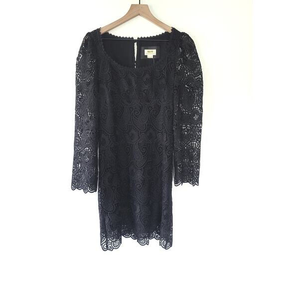 NEW Anthropologie Maeve Embroidered Black Lace Mini Dress - Size 8 - Picture 2 of 10
